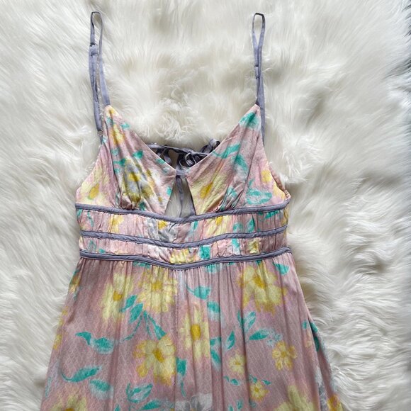 NEW Free People Light Combo Wisteria Floral Open Back Sleeveless Maxi Dress - Picture 2 of 9